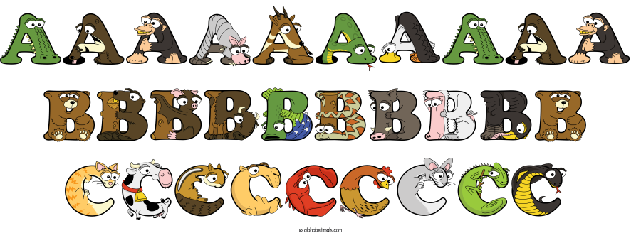 Aaaaaaaaaa Bbbbbbbbbb Ccccccccc animal word art spelling Aaaaaaaaaa Bbbbbbbbbb Ccccccccc with Alphabetimals - cartoon alphabet animals
