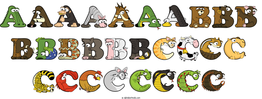Aaaaaaabbb Bbbbbbcccc Cccccccc animal word art spelling Aaaaaaabbb Bbbbbbcccc Cccccccc with Alphabetimals - cartoon alphabet animals