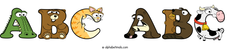 Abc-abc animal word art spelling Abc-abc with Alphabetimals - cartoon alphabet animals