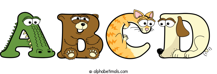 Abcd animal word art spelling Abcd with Alphabetimals - cartoon alphabet animals