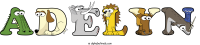 adelyn spelled using animal alphabet letters