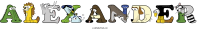 alexander spelled using animal alphabet letters
