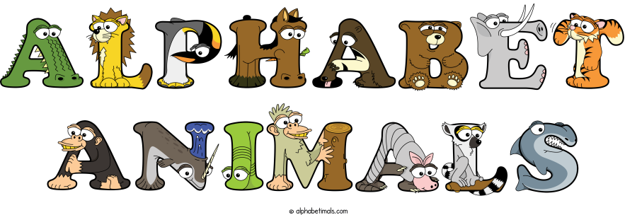 Alphabet Animals animal word art spelling Alphabet Animals with Alphabetimals - cartoon alphabet animals