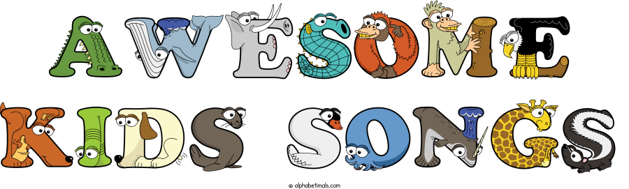 Awesome Kids Songs animal word art spelling Awesome Kids Songs with Alphabetimals - cartoon alphabet animals