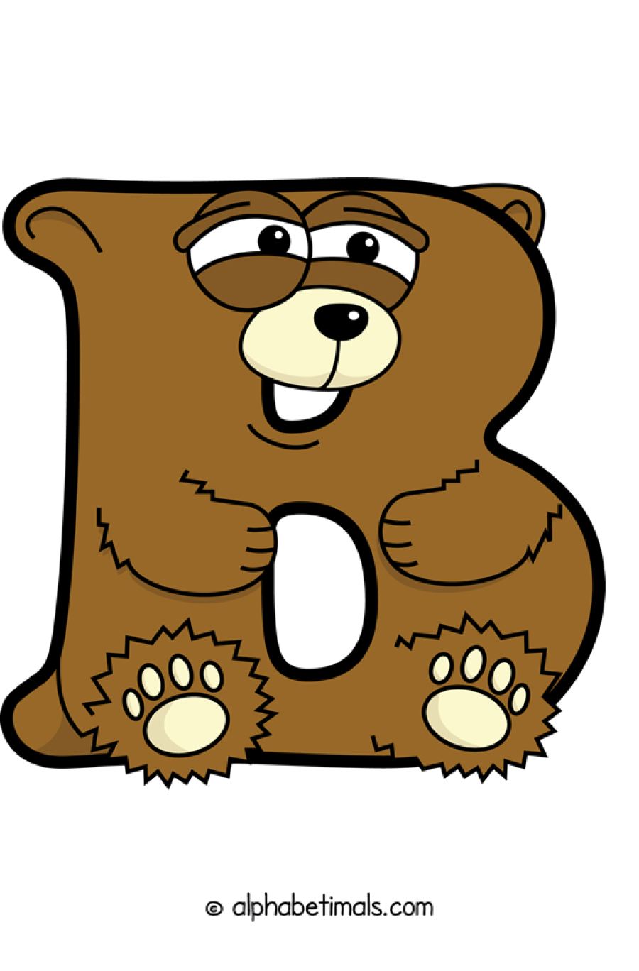 B animal word art spelling B with Alphabetimals - cartoon alphabet animals