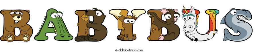 Babybus animal word art spelling Babybus with Alphabetimals - cartoon alphabet animals