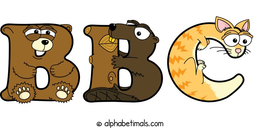 Bbc animal word art spelling Bbc with Alphabetimals - cartoon alphabet animals
