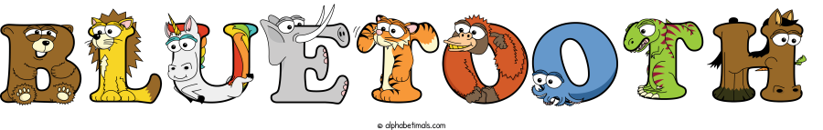 Bluetooth animal word art spelling Bluetooth with Alphabetimals - cartoon alphabet animals