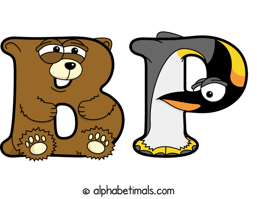 Bp animal word art spelling Bp with Alphabetimals - cartoon alphabet animals