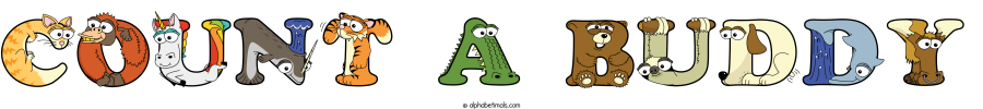 Count A Buddy animal word art spelling Count A Buddy with Alphabetimals - cartoon alphabet animals