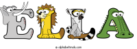 ella spelled using animal alphabet letters