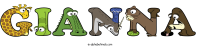 gianna spelled using animal alphabet letters