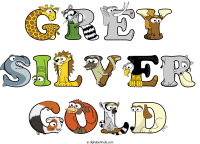 grey-silver-gold animal word art