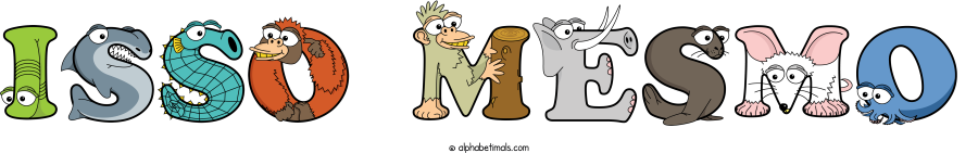 Isso Mesmo animal word art spelling Isso Mesmo with Alphabetimals - cartoon alphabet animals