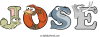 jose spelled using animal alphabet letters