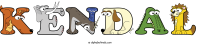 kendal spelled using animal alphabet letters