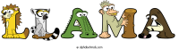 llama animal word art