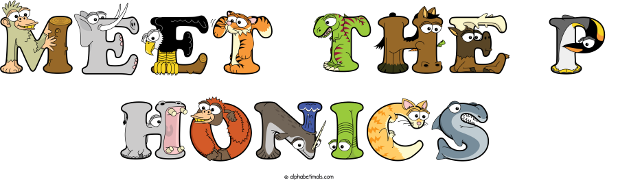 Meet-the-p-honics animal word art spelling Meet-the-p-honics with Alphabetimals - cartoon alphabet animals