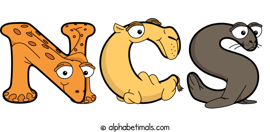 Ncs animal word art spelling Ncs with Alphabetimals - cartoon alphabet animals