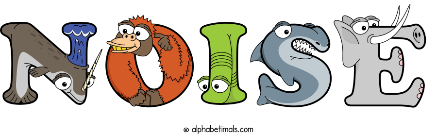 Noise animal word art spelling Noise with Alphabetimals - cartoon alphabet animals
