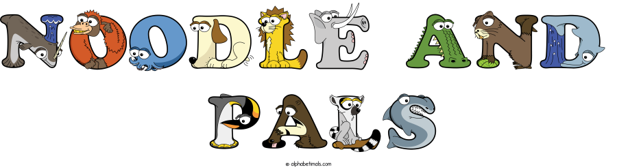 Noodle And  Pals animal word art spelling Noodle And  Pals with Alphabetimals - cartoon alphabet animals