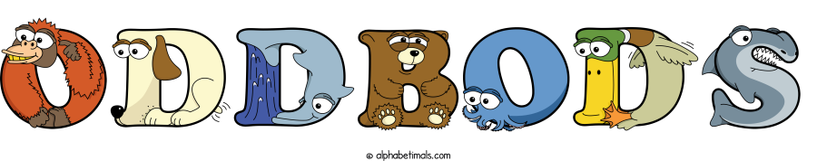 Oddbods animal word art spelling Oddbods with Alphabetimals - cartoon alphabet animals