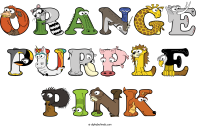 orange-purple-pink animal word art