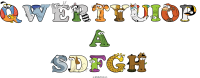 qwertyuiop-a-sdfgh spelled using animal alphabet letters