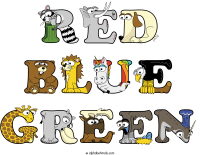 red-blue-green animal word art