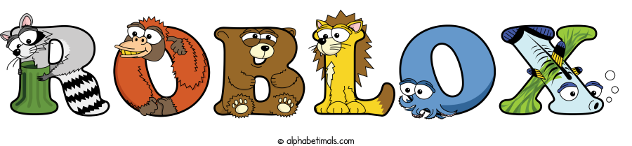 Roblox animal word art spelling Roblox with Alphabetimals - cartoon alphabet animals