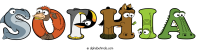 sophia spelled using animal alphabet letters