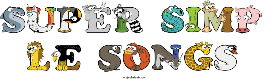 Super Simp Le Songs animal word art spelling Super Simp Le Songs with Alphabetimals - cartoon alphabet animals