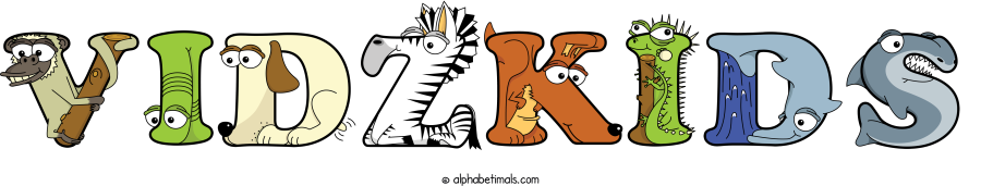 Vidzkids animal word art spelling Vidzkids with Alphabetimals - cartoon alphabet animals