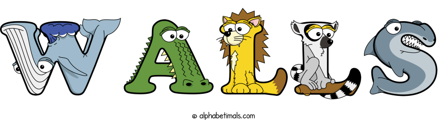 Walls animal word art spelling Walls with Alphabetimals - cartoon alphabet animals