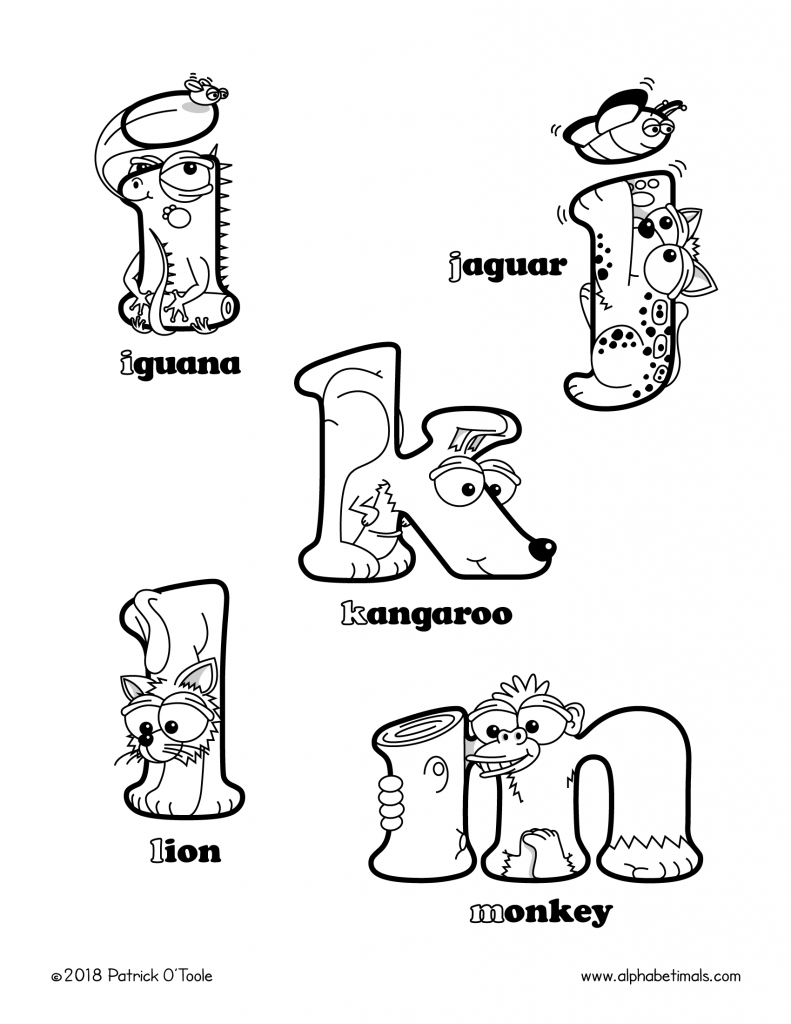 Printable Coloring Pages: Lowercase Letters & Animals ...