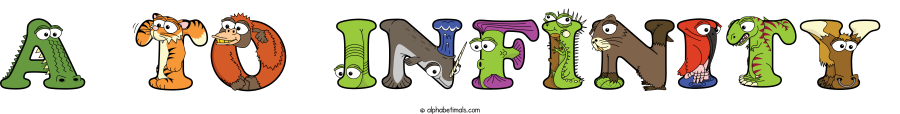A To Infinity animal word art spelling A To Infinity with Alphabetimals - cartoon alphabet animals
