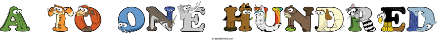 A To One Hundred animal word art spelling A To One Hundred with Alphabetimals - cartoon alphabet animals