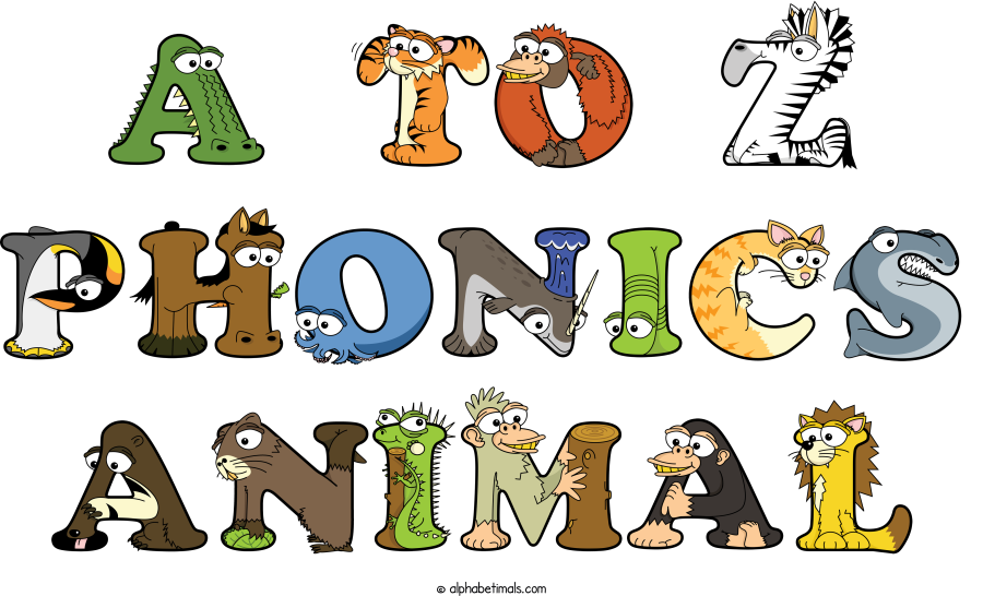 A To Z Phonics Animal animal word art spelling A To Z Phonics Animal with Alphabetimals - cartoon alphabet animals