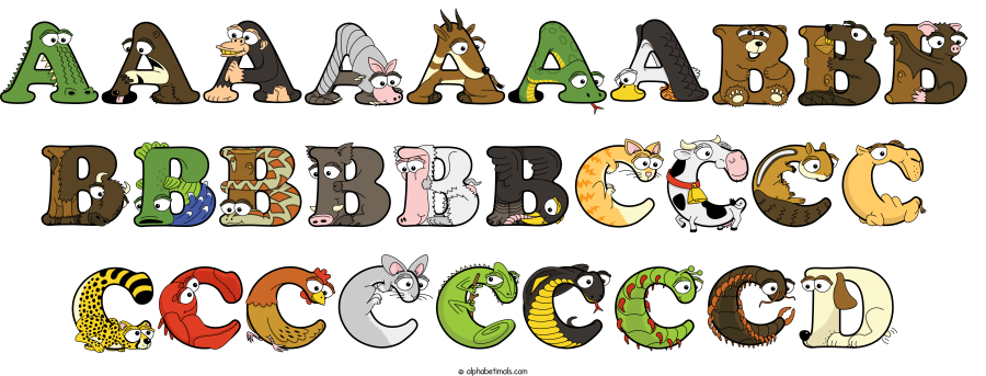 Aaaaaaabbb Bbbbbbcccc Ccccccccd animal word art spelling Aaaaaaabbb Bbbbbbcccc Ccccccccd with Alphabetimals - cartoon alphabet animals