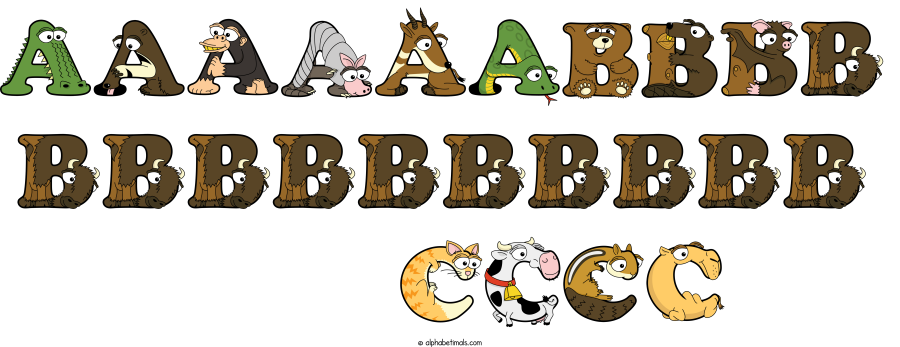 Aaaaaabbbb Bbbbbbbbbb      Cccc animal word art spelling Aaaaaabbbb Bbbbbbbbbb      Cccc with Alphabetimals - cartoon alphabet animals