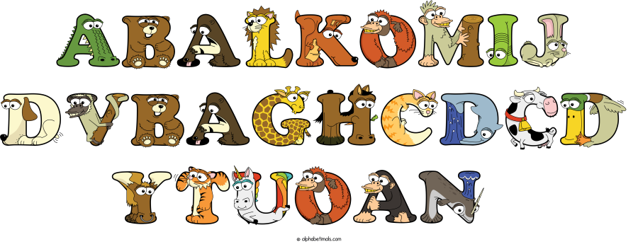 Abalkomij Dvbaghcdcd Ytuoan animal word art spelling Abalkomij Dvbaghcdcd Ytuoan with Alphabetimals - cartoon alphabet animals