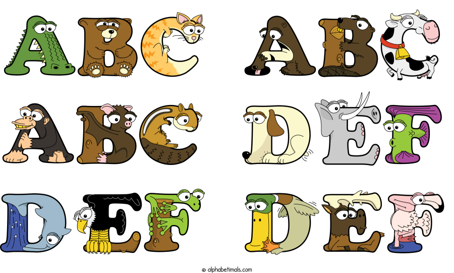 Abc Abc Abc Def Def Def animal word art spelling Abc Abc Abc Def Def Def with Alphabetimals - cartoon alphabet animals