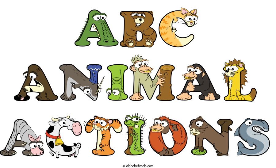 Abc Animal Actions animal word art spelling Abc Animal Actions with Alphabetimals - cartoon alphabet animals