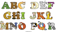 abc-def-ghi-jkl-mno-pqr spelled using animal alphabet letters