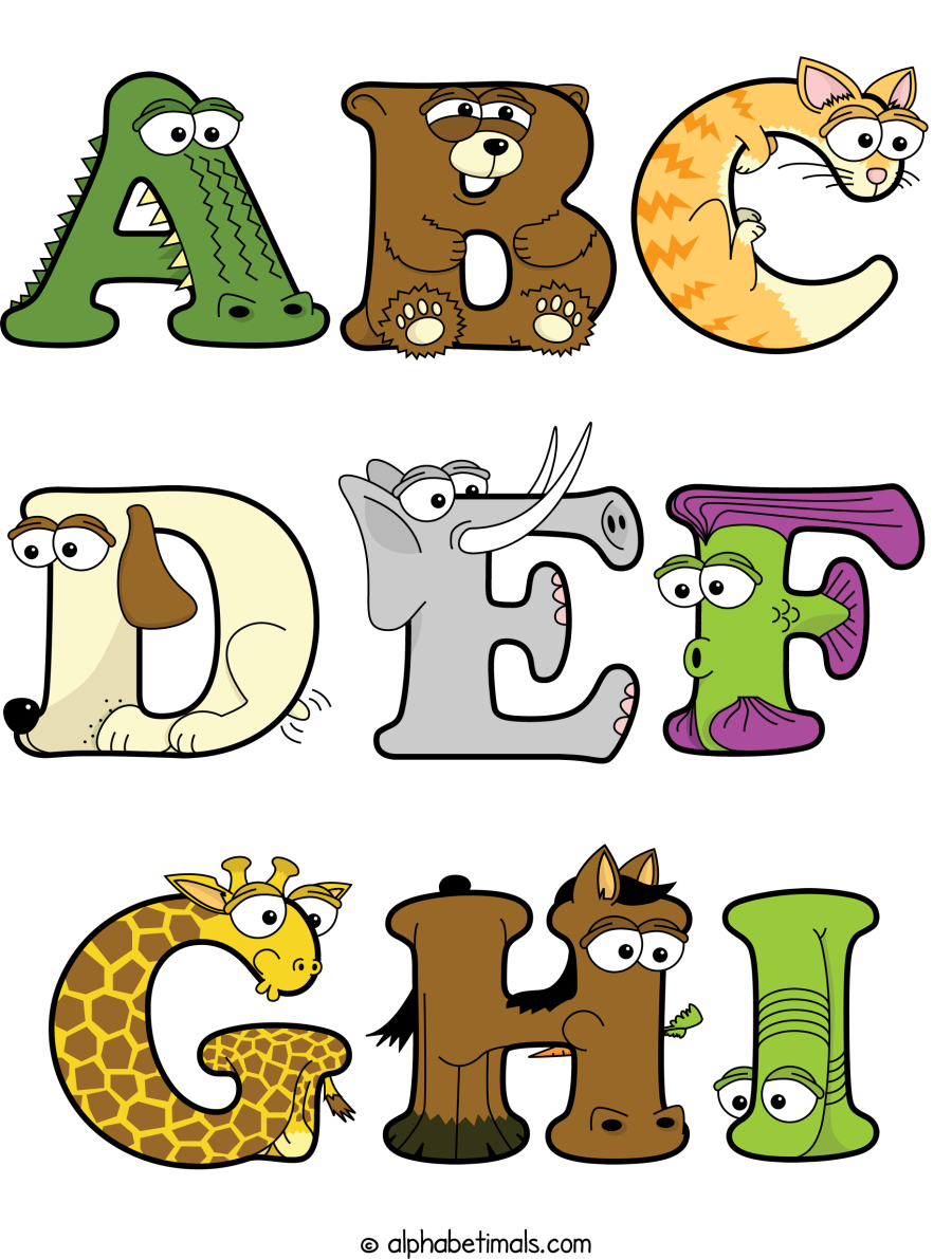Abc Def Ghi animal word art spelling Abc Def Ghi with Alphabetimals - cartoon alphabet animals