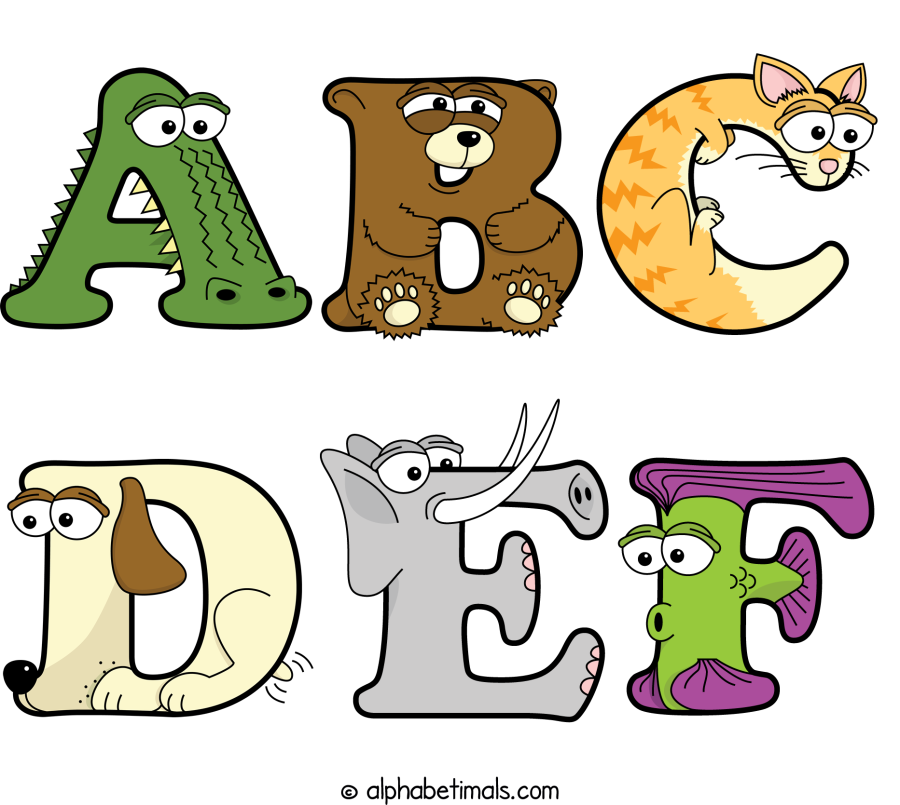 Abc Def animal word art spelling Abc Def with Alphabetimals - cartoon alphabet animals