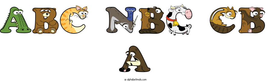 Abc Nbc Cb A animal word art spelling Abc Nbc Cb A with Alphabetimals - cartoon alphabet animals