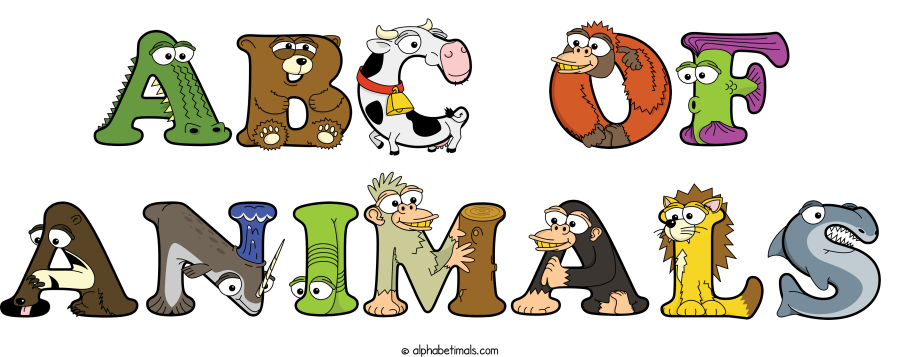 Abc Of Animals animal word art spelling Abc Of Animals with Alphabetimals - cartoon alphabet animals