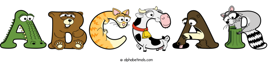 Abccar animal word art spelling Abccar with Alphabetimals - cartoon alphabet animals