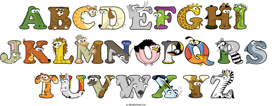 Abccdefghi Jklmnopqrs Tuvwxyz animal word art spelling Abccdefghi Jklmnopqrs Tuvwxyz with Alphabetimals - cartoon alphabet animals